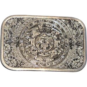 Y2K Aztec Calendar Sun Stone Belt Buckle Silver Tone Mayan Style